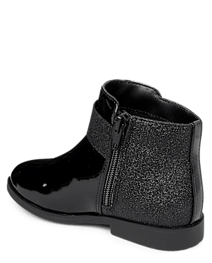 Girls Sparkle Bow Booties - Lil' Leopard