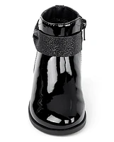 Girls Sparkle Bow Booties - Lil' Leopard