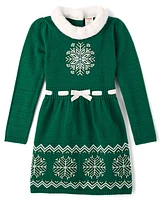 Girls Snowflake Fairisle Sweater Dress