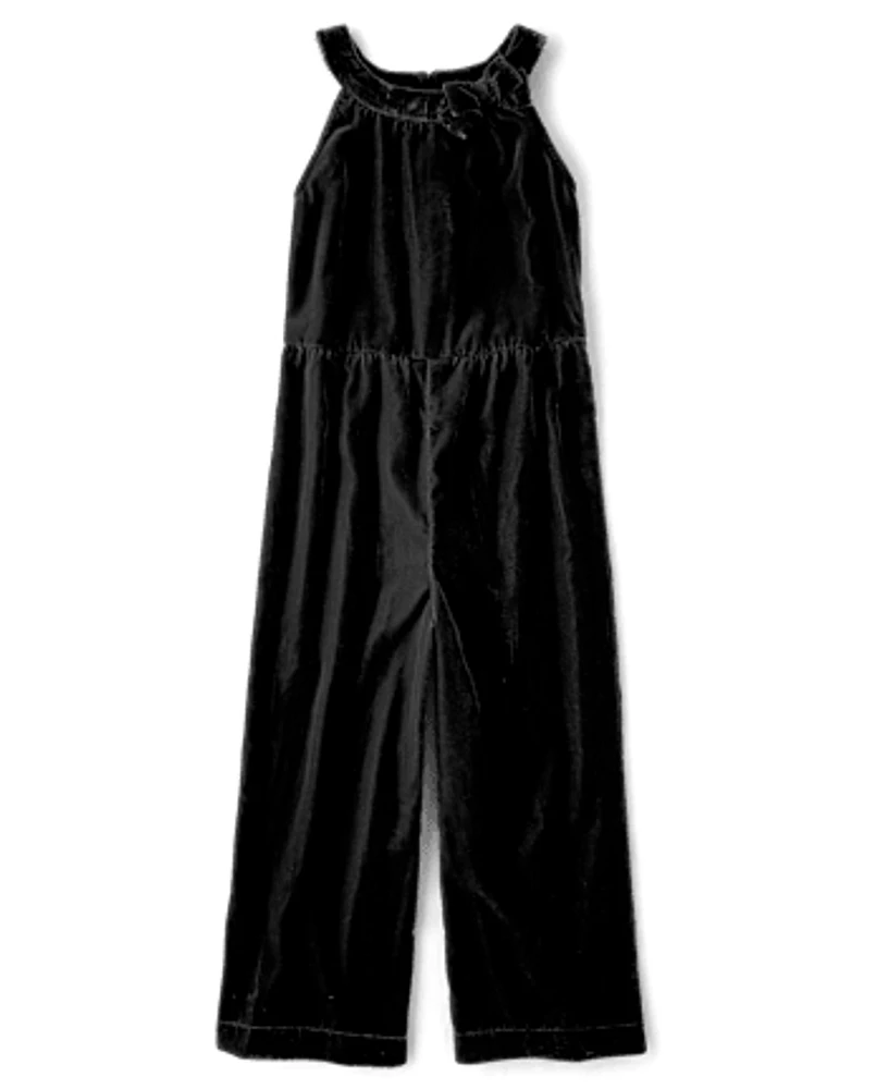 Girls Velvet Jumpsuit - Holiday Express