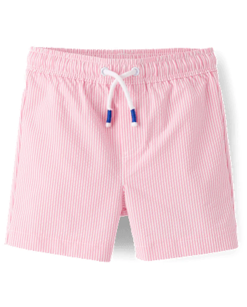 Boys Seersucker Swim Trunks