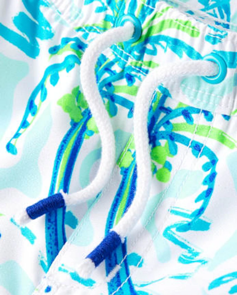 Boys Palm Tree Swim Trunks
