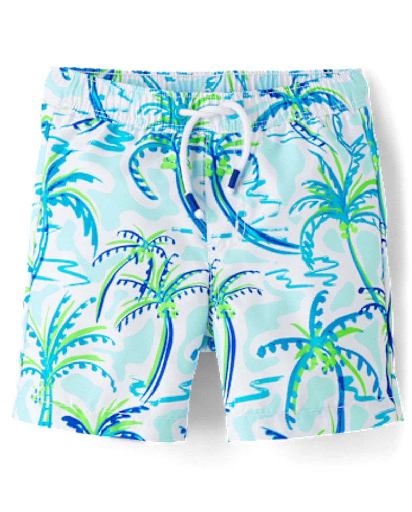 Boys Palm Tree Swim Trunks