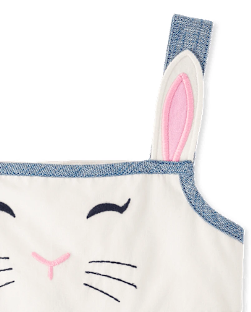 Girls Embroidered Bunny Jumper - Garden Party