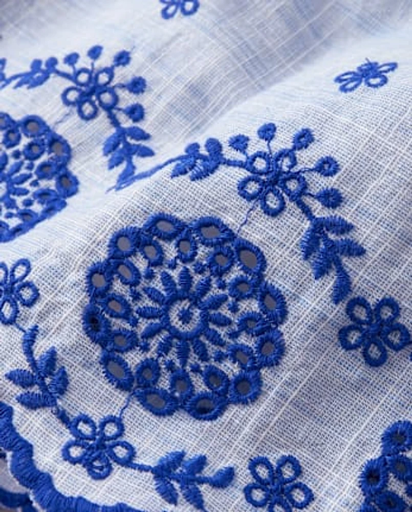 Robe droite à œillets pour fille - Riviera italienne