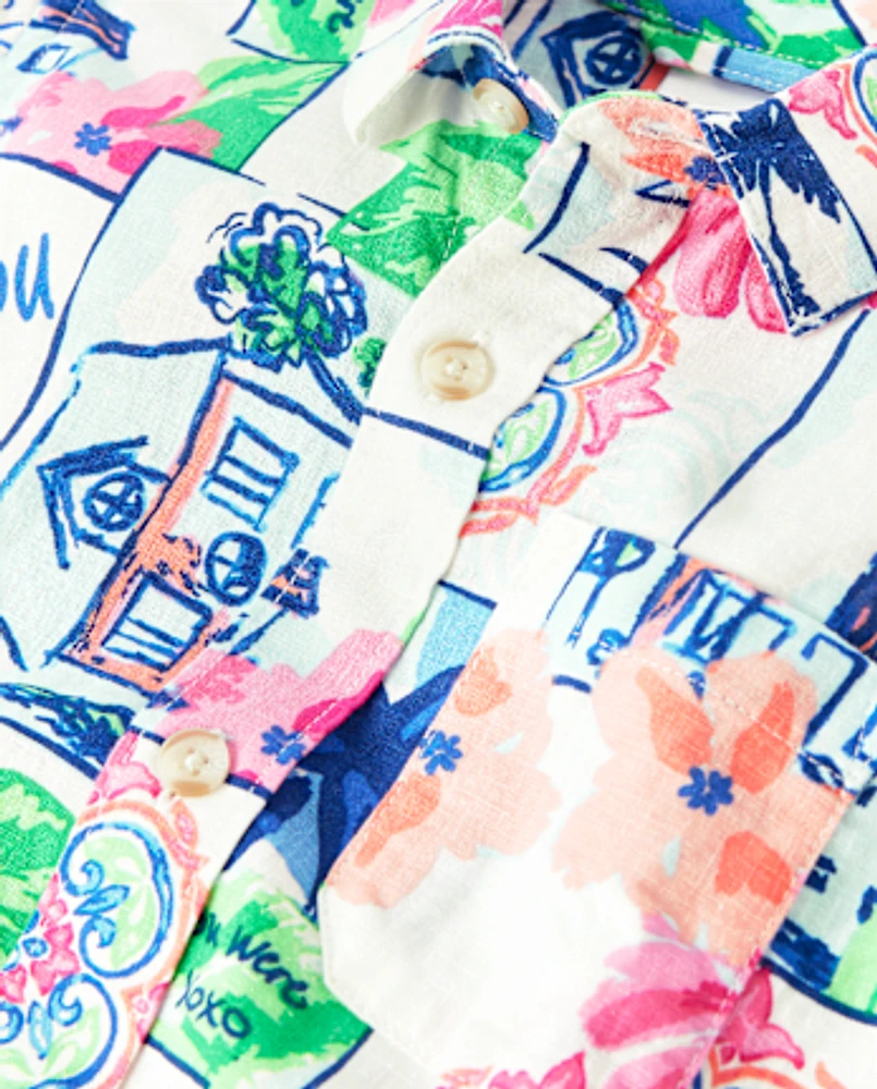 Chemise boutonnée en lin mélangé « papa et moi » pour garçon - Riviera italienne