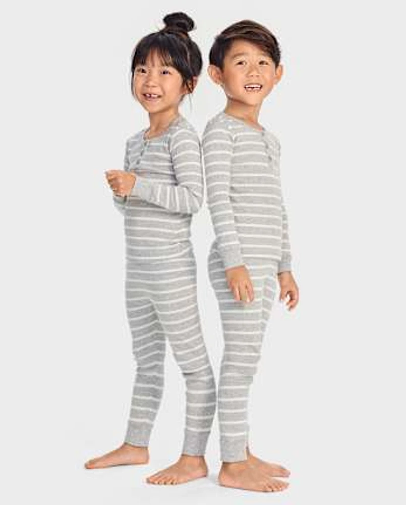 Kids Striped Snug Fit Cotton Pajamas