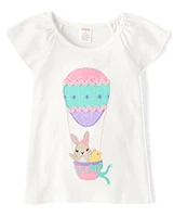 Girls Embroidered Bunny Top - Garden Party