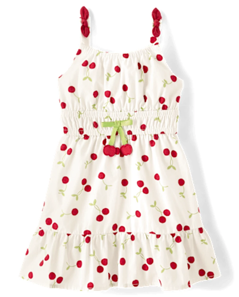Girls Cherry Ruffle Dress - Sweet Summer