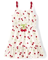 Girls Cherry Ruffle Dress - Sweet Summer