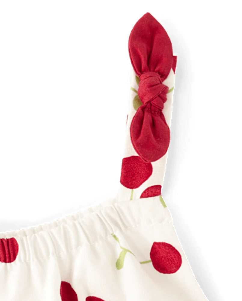 Girls Cherry Ruffle Dress - Sweet Summer