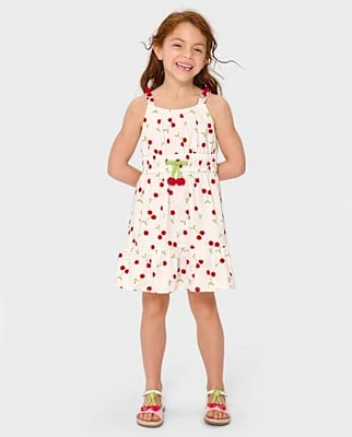 Girls Cherry Ruffle Dress - Sweet Summer