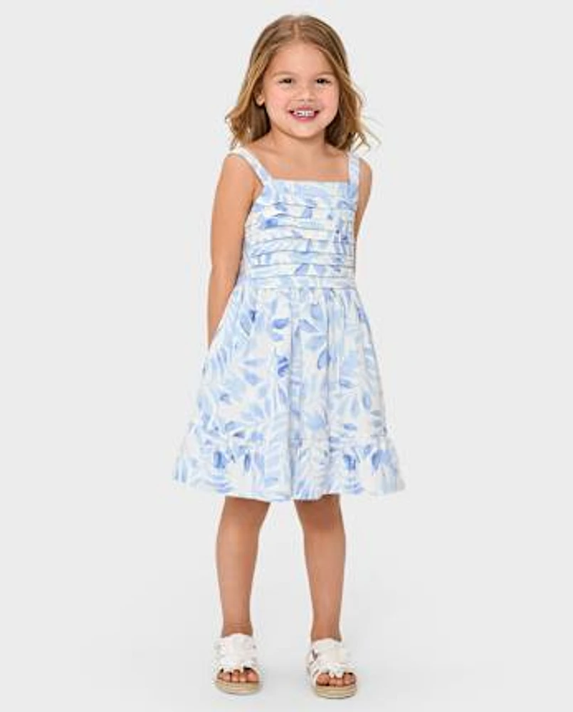 Robe à volants en lin mélangé Palm pour filles, maman et moi