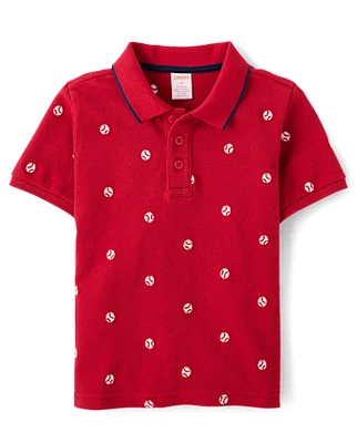 Boys Embroidered Baseball Polo - Sweet Summer