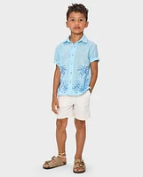 Chemise boutonnée brodée en lin mélangé pour enfant