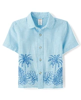 Chemise boutonnée brodée en lin mélangé pour enfant