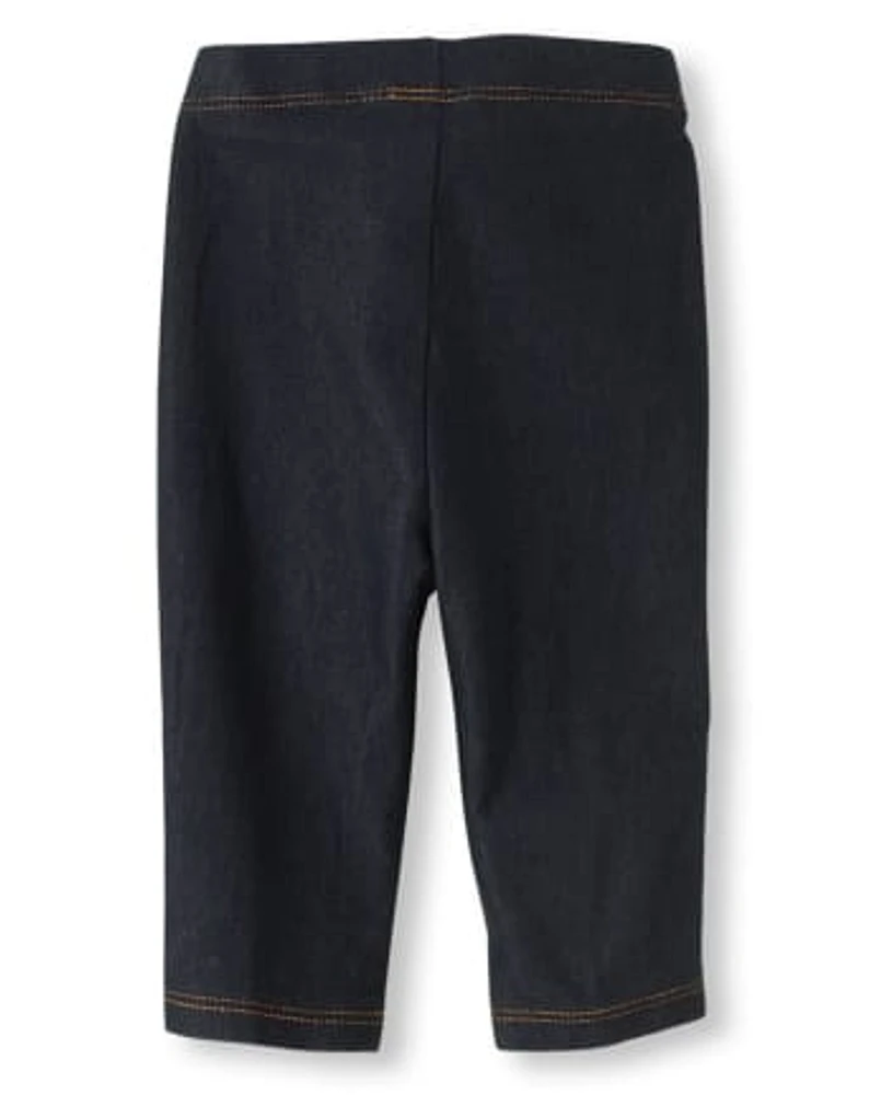 Baby And Toddler Girls Faux Denim Capri Leggings