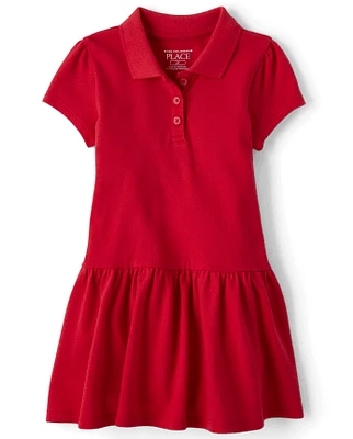 Toddler Girls Uniform Pique Polo Dress