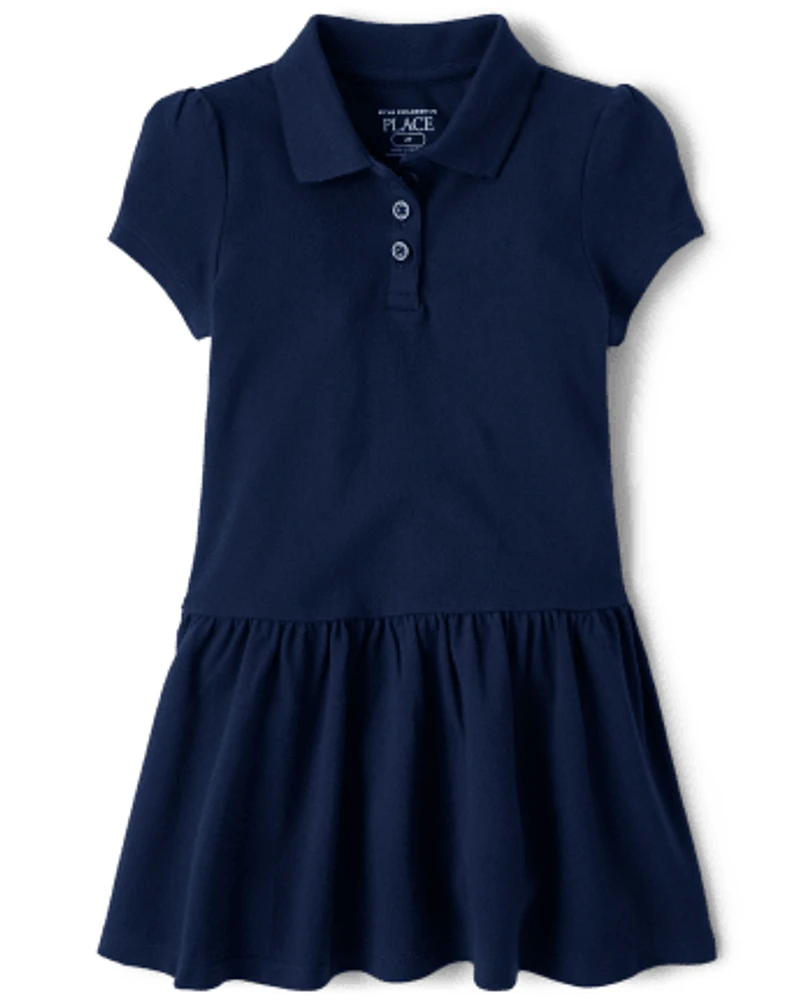 Toddler Girls Uniform Pique Polo Dress