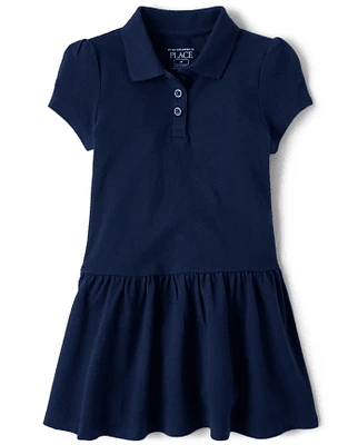 Toddler Girls Uniform Pique Polo Dress