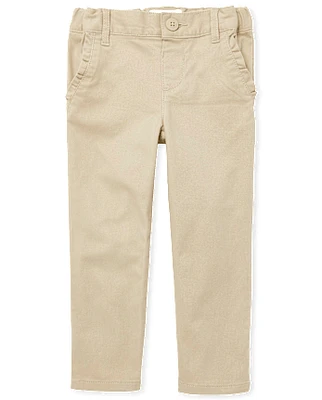 Toddler Girls Uniform Ruffle Stretch Skinny Chino Pants