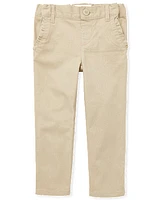 Toddler Girls Uniform Ruffle Stretch Skinny Chino Pants