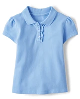 Toddler Girls Uniform Ruffle Pique Polo