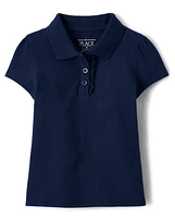 Toddler Girls Uniform Ruffle Pique Polo