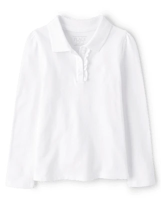 Toddler Girls Uniform Ruffle Pique Polo