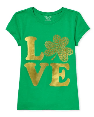Girls Love Shamrock Graphic Tee