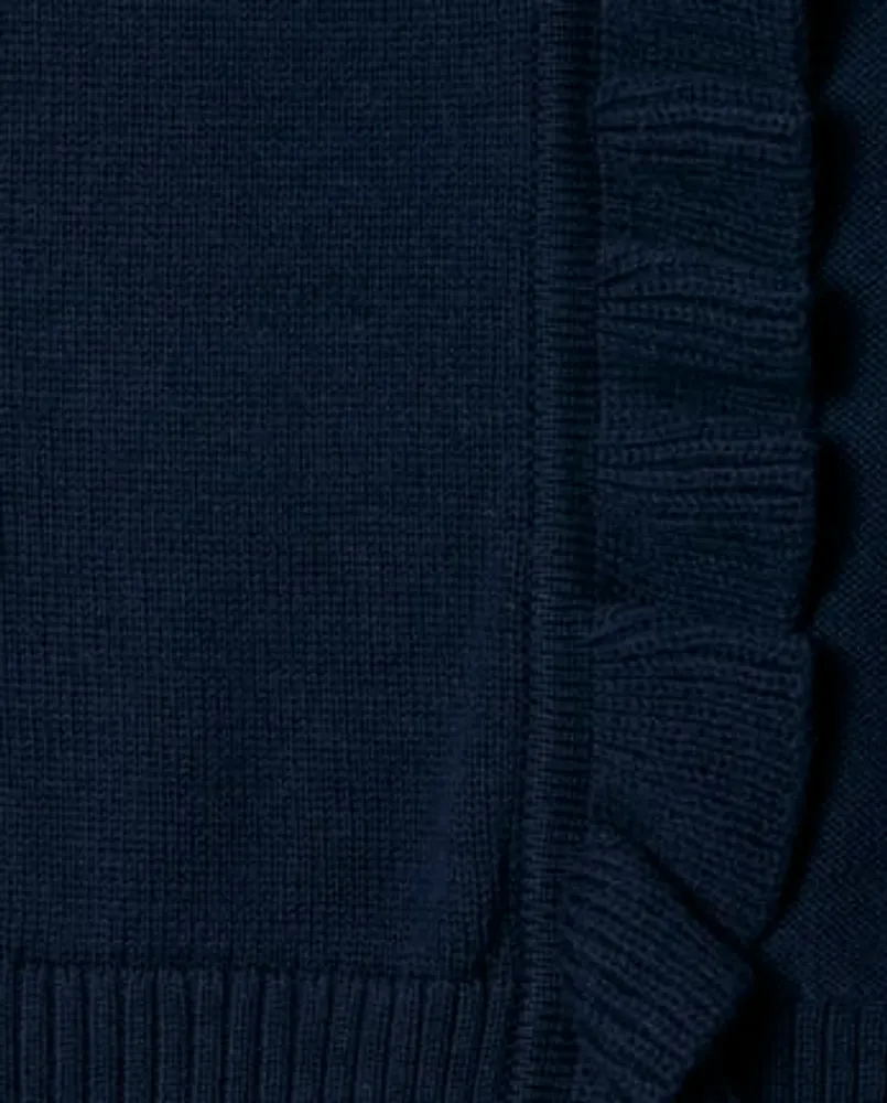 Girls Ruffle Open Front Cardigan