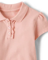 Toddler Girls Uniform Ruffle Pique Polo