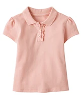 Toddler Girls Uniform Ruffle Pique Polo