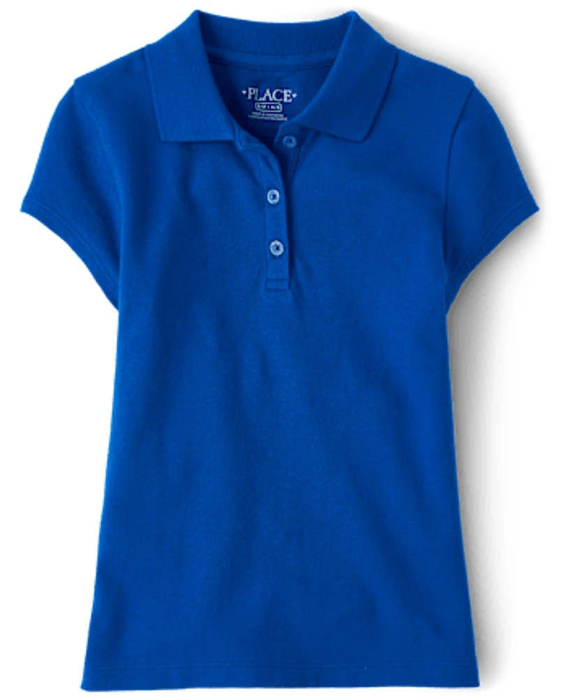 Girls Uniform Soft Stretch Pique Polo