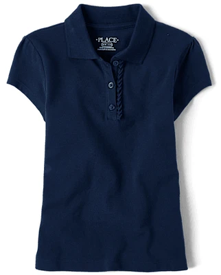 Girls Uniform Ruffle Pique Polo