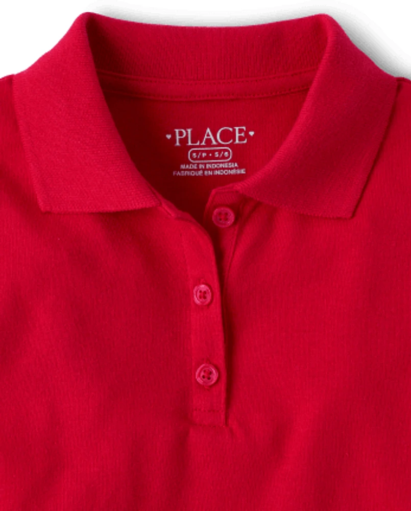 Polo uniforme en jersey doux pour fille