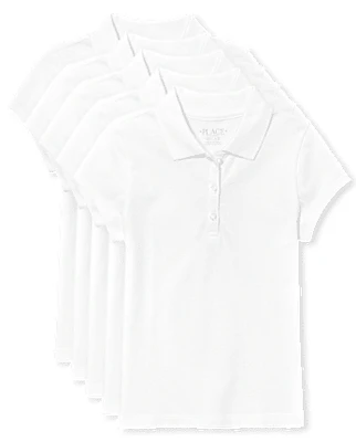 Girls Uniform Pique Polo 5-Pack