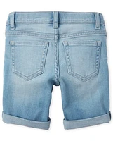 Girls Roll Cuff Denim Skimmer Shorts