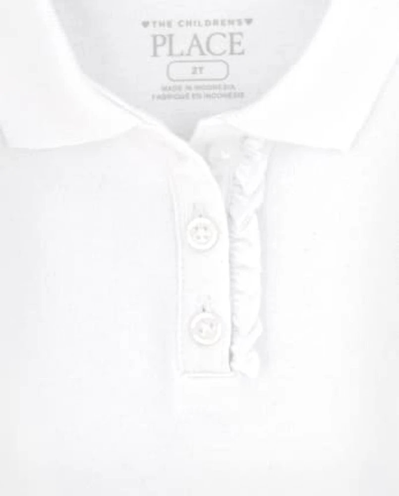 Toddler Girls Uniform Ruffle Pique Polo -Pack