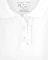 Toddler Girls Uniform Ruffle Pique Polo -Pack