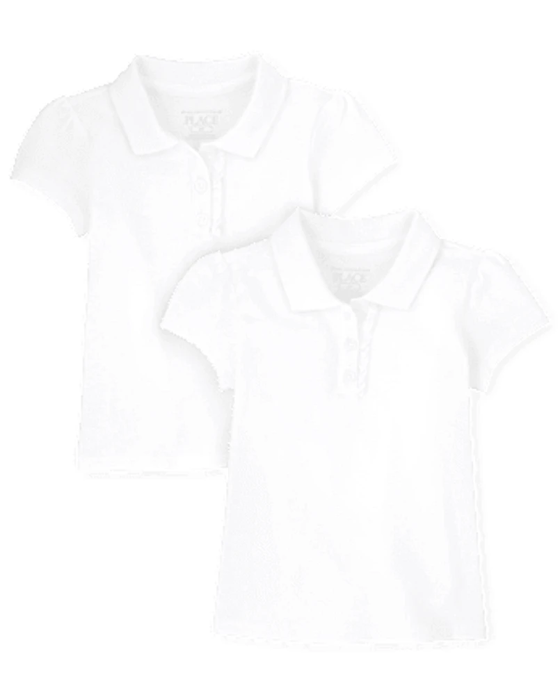 Toddler Girls Uniform Ruffle Pique Polo -Pack