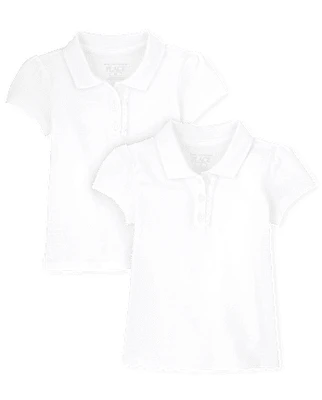 Toddler Girls Uniform Ruffle Pique Polo -Pack