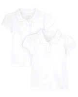 Toddler Girls Uniform Ruffle Pique Polo -Pack