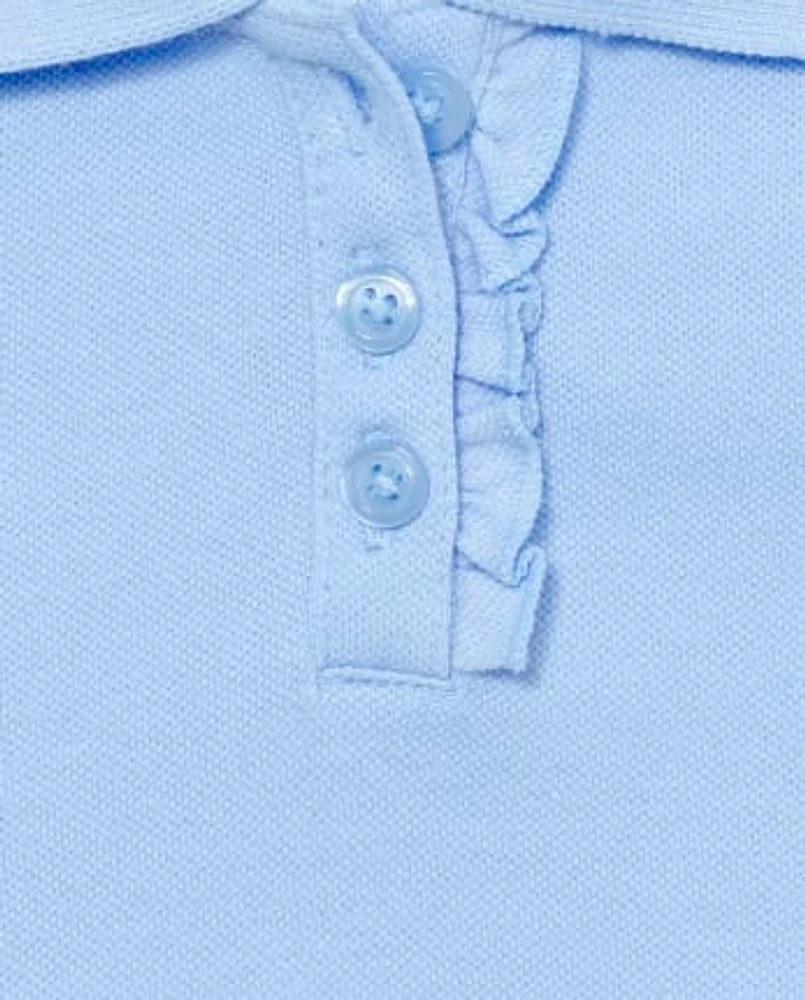 Toddler Girls Uniform Ruffle Pique Polo -Pack