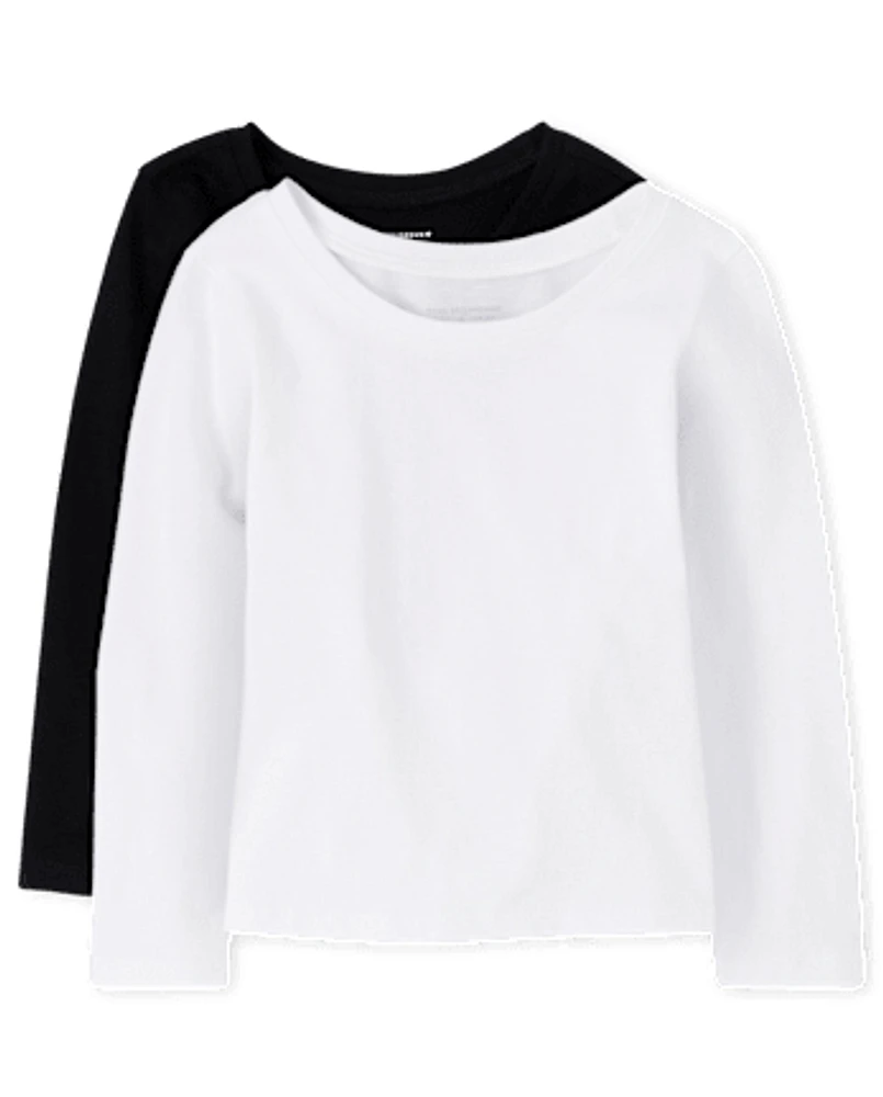 Lot de 2 t-shirts superposés basiques pour bébé et toute-petite fille