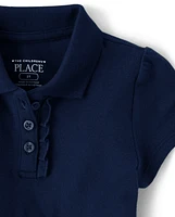 Toddler Girls Uniform Tiered Pique Polo Dress