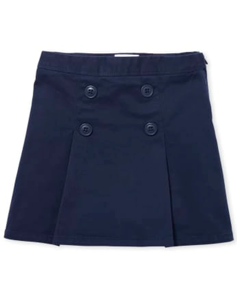 Jupe-short d'uniforme à boutons extensibles pour filles - Slim
