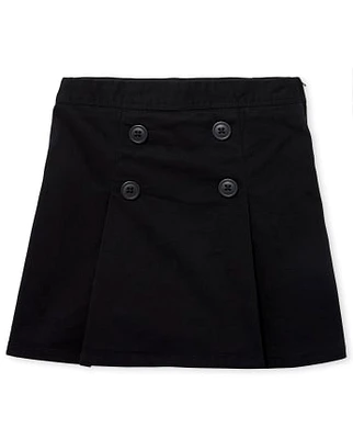 Jupe-short d'uniforme à boutons extensibles pour filles - Plus