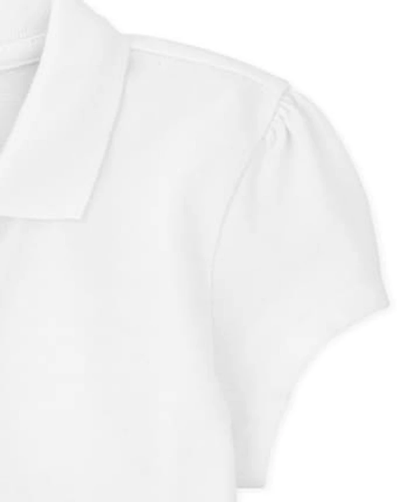 Girls Uniform Ruffle Pique Polo -Pack