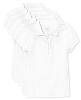 Girls Uniform Ruffle Pique Polo -Pack